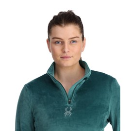 Spyder Women's Shimmer Bug Half Zip T-Neck Base Layer, Cypress Green