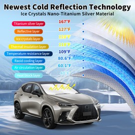 Windshield Sunshade for Lexus NX NX250 NX350 NX350h NX450h+ 2022-2024 2025, Upgraded Nano Material Front Window Shade Cover for Lexus NX350 Accessories, Foldable Windshield Sunshade Protector