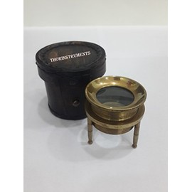 Antique Brass Chart Magnifier - Magnifying Glass with Leather Case