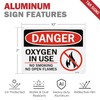 T&R Oxygen In Use Sign No Smoking No Open Flames