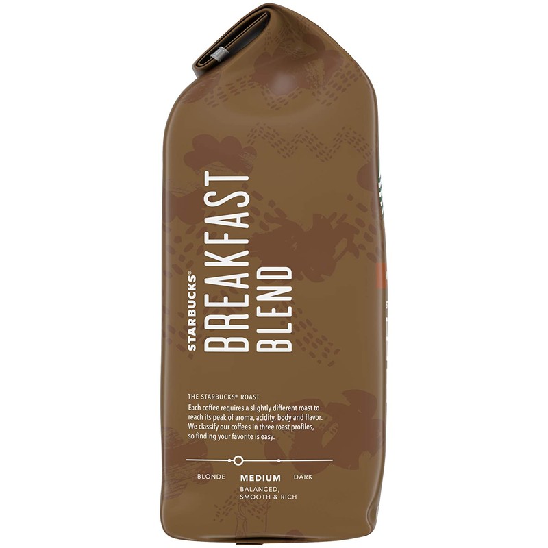 Starbucks Breakfast Blend Coffee (Medium), Whole Bean, 12-Ounce Bags (Pack