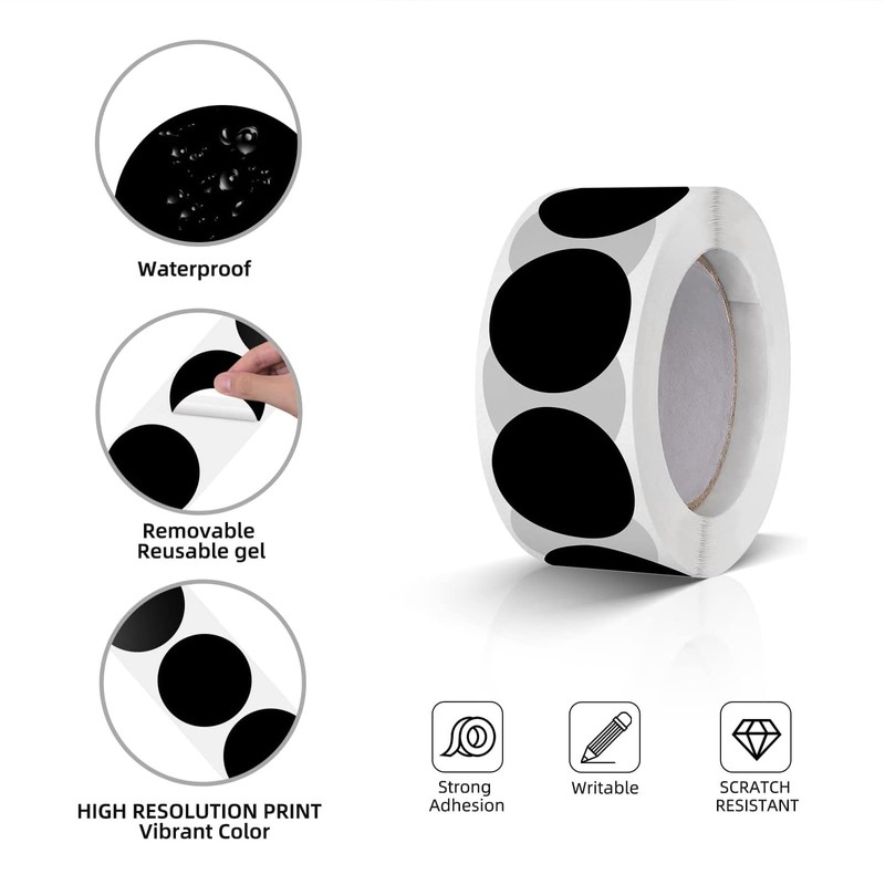 Round Stickers Black 25 mm Circle Labels Colour Coding Dot