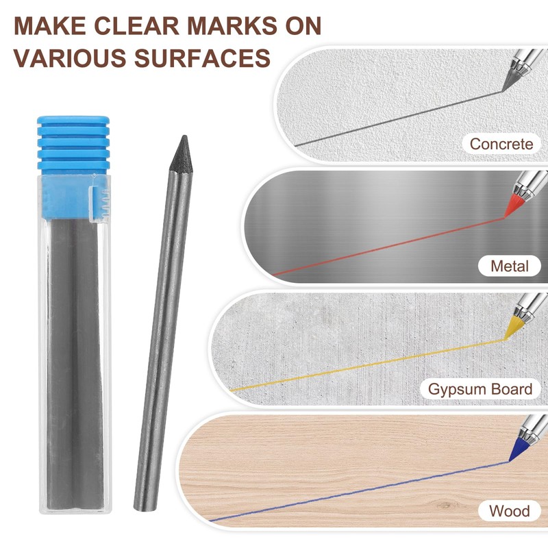 PATIKIL 12Pcs 5.6mm 2B Carpenter Pencil Lead Refills, Solid Dry