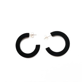 VEINTI+1 Transparent Acrylic Round Shape Candy Color Women's Charm Earring (5cm,1.97", Black)