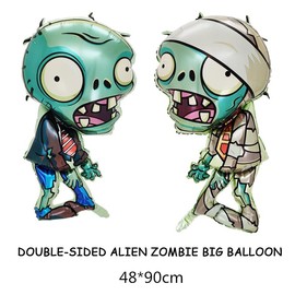 Zombie Foil Balloons Pack of 7, Plants Against Zombies Balloons, Balloons for Boys and Girls for Children Birthday School First Day at School Theme Party