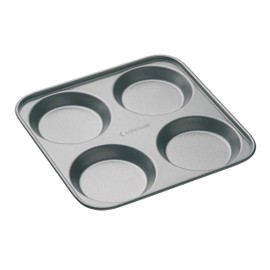 MasterClass 4 Hole Yorkshire Pudding Tray with PFOA Non Stick, Robust 1 mm Carbon Steel, 24 cm