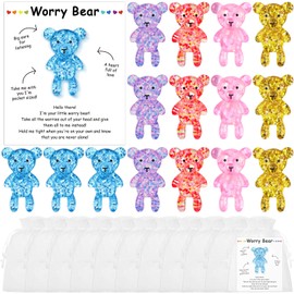 Chunful 30 Sets Worry Bear Anxiety Gifts, Pocket Bear Hug Anxiety Relief Mental Health Positivity Gift for Men Women Anxious Friend Back to School Party Favors