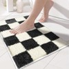 Tititex Luxury Black Beige Checkered Grid Bathroom Rug, 24"x36" Classic