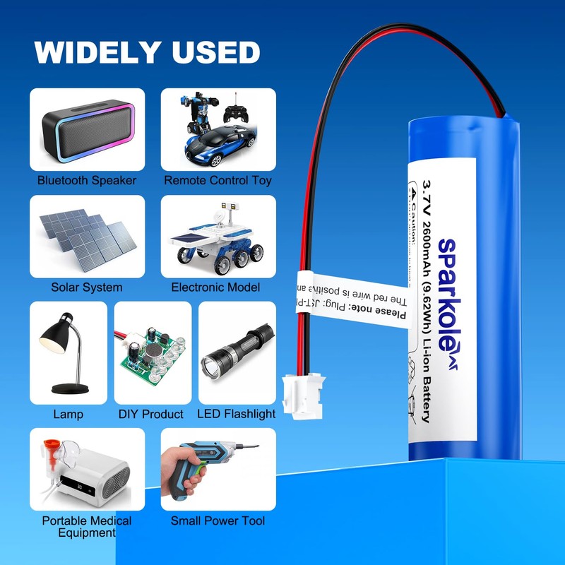 3.7 Volt Rechargeable Battery with PH2.0 Plug, for Speakers, Toys,