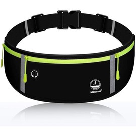 Slim Running Belt Fanny Pack, Exercise Waist Pack Runners Bag Money Belt Phone Holder for Running Hiking Cycling Workout - Colour: Black