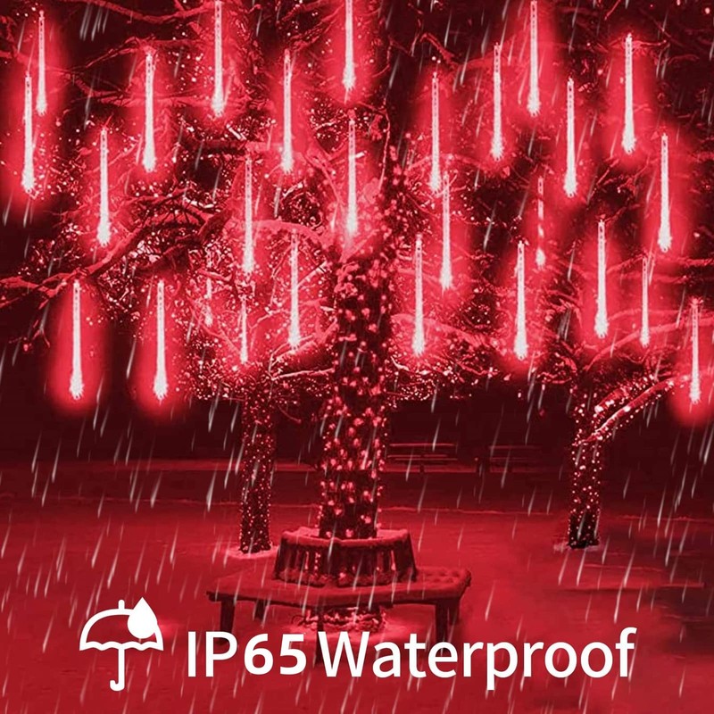 YEGUO Solar Meteor Shower Lights Outdoor, 8 Tubes 144 LED