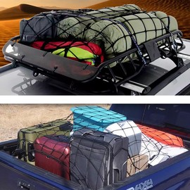 DOYOUCOTO Cargo Net, Roof Carrier Net, 47.2 x 35.4 inches (120 x 90 cm), Luggage Fastening Belt, Rubber Hook, Light Tiger, Cargo Crumble Prevention, For Cars, Luggage Storage, Touring Net, Prevents