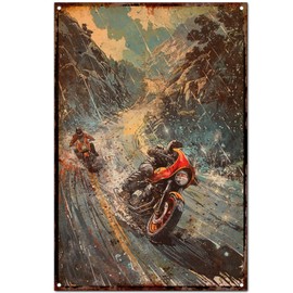 Passion Motorbike Tin Signs, Retro Classic Art Wall Decoration, Garage or Room Tin ​Painting Artwork, Original Vintage Design Tin Metal Wall Art Print Poster
