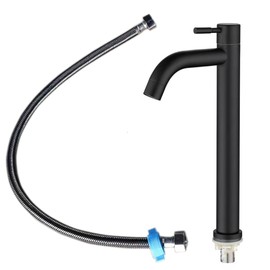 HAMILO Long Single Faucet Single Lever Bathroom Faucet Stainless Steel Connection Hose Included