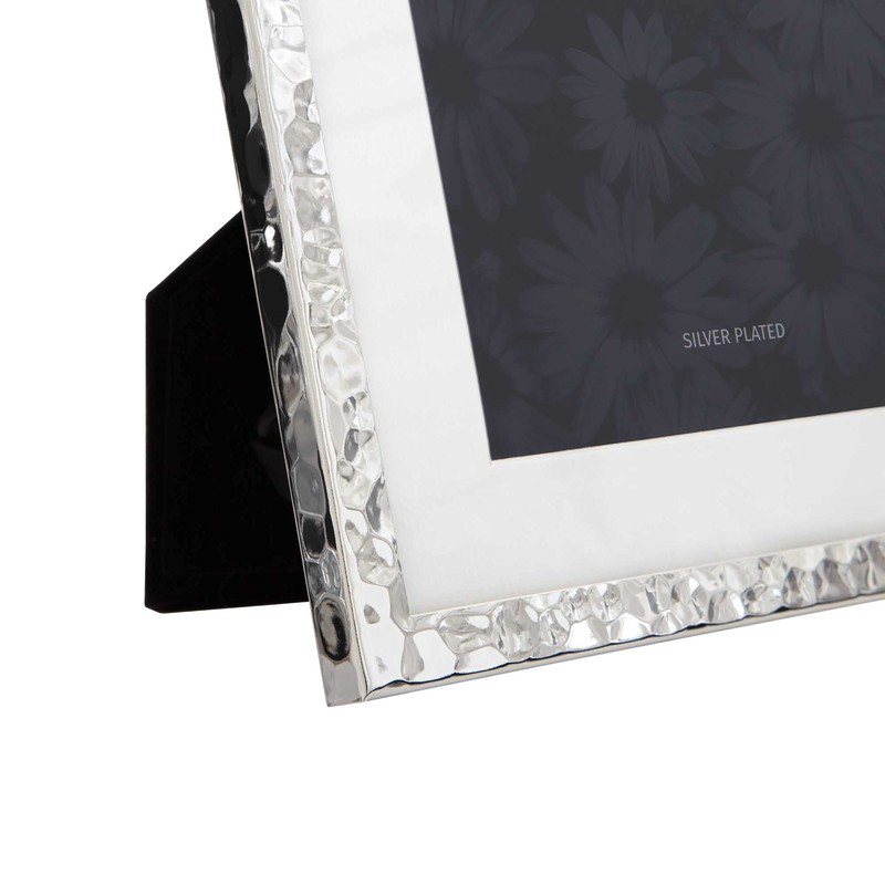 Frametigo Silver Plated Hammered White Mount Photo Frame - Fits