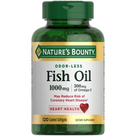 Nature's Bounty Nature's Bounty Fish Oil, 1000mg, 300mg of Omega-3, 120 Odorless Softgels (Packaging May Vary)