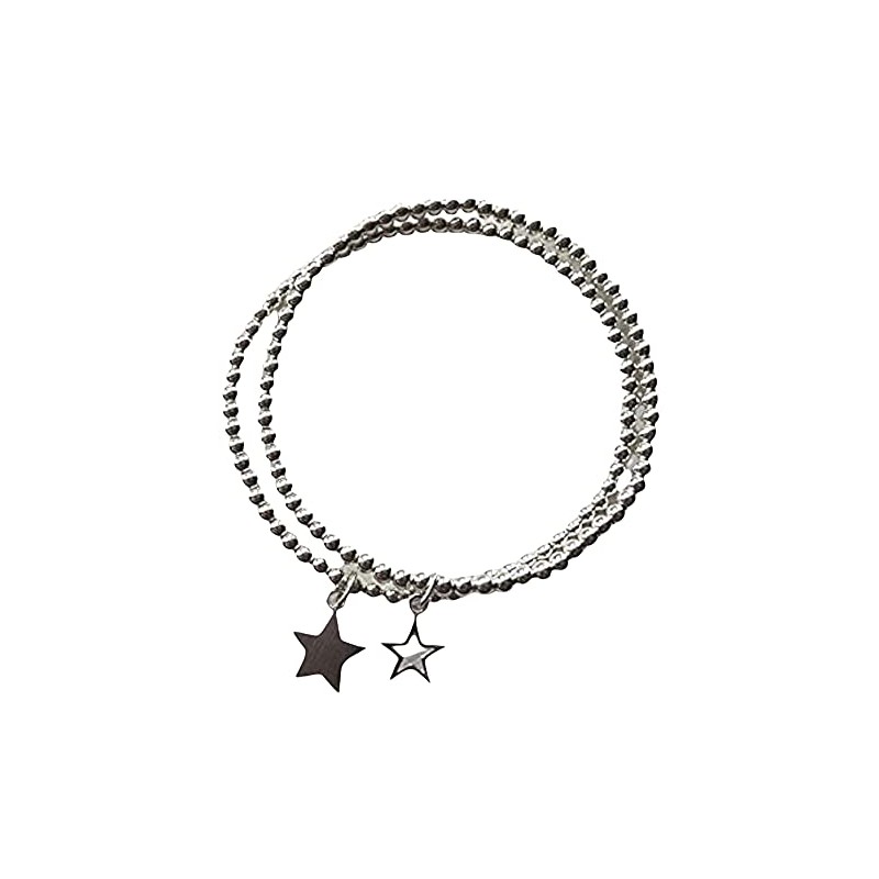 Silver Colour Stretchable Bracelets With Stars(Set of 2)