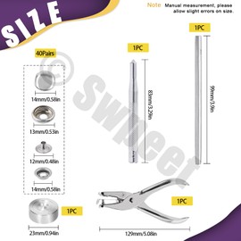 Swpeet 150pcs Silver Snap Kit, Screw Snaps, Boat Cover Snaps with Adjustment Tool, Used on Canvas, Tarpaulin, Tent, Awning, Clothing, Leather, Furniture and Other Surfaces, Stainless Steel