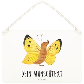 Mr. & Mrs. Panda Personalisiertes Deko Schild Schmetterling Zitronenfalter DIN A6 - Personalisierte Geschenke, Wandschild, Aussenseiter, Dekoschild,
