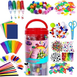 Kit de Manualidades para Niños, Con Contenedor de Almacenamiento, Materiales para Manualidades Niño, Ideal para manualidades escolares.
