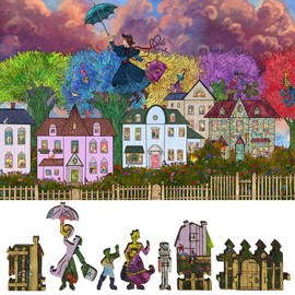 Wooden Jigsaw Puzzle for Adults - Uniquely Shaped Pieces - Made in The USA by FoxSmartBox - 414 Pieces - Goodbye, Mary