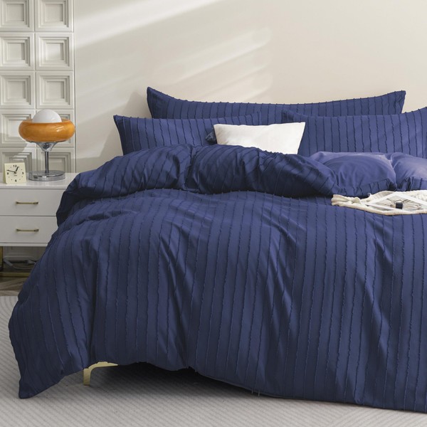 JELLYMONI Duvet Cover Full Size Navy Blue - 3PCS Boho