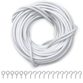 Dikots Net Curtain Wire and Hooks Set - 20M Curtain wire kit includes 40 Eyes & 40 Hooks - A Multipurpose Wire