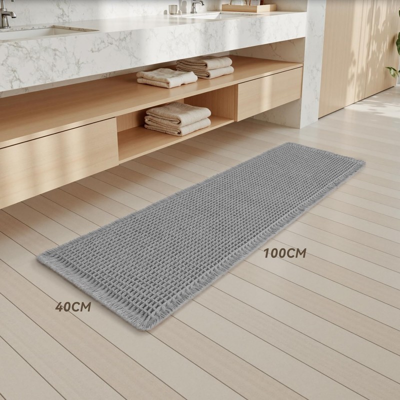 SIXHOME 40 x 100 cm Light Grey Waffle Pattern Bath