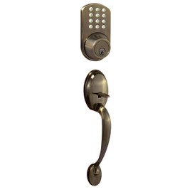 MiLocks BTF-02AQ Electronic Keyless Entry Door Lock with Passage Handle Set Combo, Auto-Lock Triple Security System, Easy to Install Keypad Door Lock for Interior or Exterior Use, Antique Brass