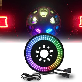 for JK RGB Spare Tire Brake Light - Plug&Play Directly fit Wrangler 2007-2017 JK JKU Sahara Rubicon,RGB Spare Tire Lights with Wire Adapter