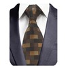GUSLESON Mens Brown Plaid Silk Ties for Wedding(0723-12)