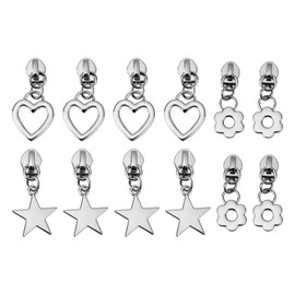 LT Easiyl 12Pcs Zipper Pull 5# Zipper Slider Replacement Part Zipper Pendant Heart Star Flower Metal Zip Mend for Coat Jacket Backpack Handbags