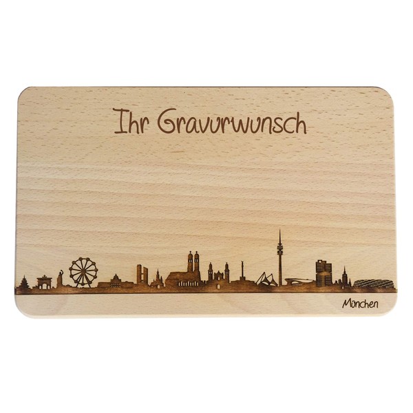Brotzeitbrett München Skyline | Beech Breakfast Board | Wooden Chopping