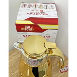 RED KITCHEN Arabic Vacuum Flask - Shai - Tea - Keeps Hot & Cold - 1 Liter - GOLD