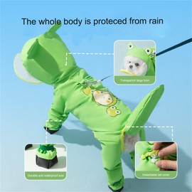 ETOSEM Dog Raincoat with Boots,Waterproof Dog Raincoats with Hood for Small Medium Large Dogs,Raincoat with Leash Ring (Green Frog, XX-Large)