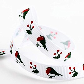 Robins Christmas Grosgrain Ribbon - 9mm x 5M - White