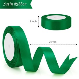 Christmas Green Ribbon for Gift Wrapping Emerald Green Ribbon 1 Inch 25 Yards Christmas Ribbon Satin Ribbon Dark Green Ribbon Gift Ribbon for Gift Wrapping Christmas Tree Ribbon Flowers Bow Ribbon