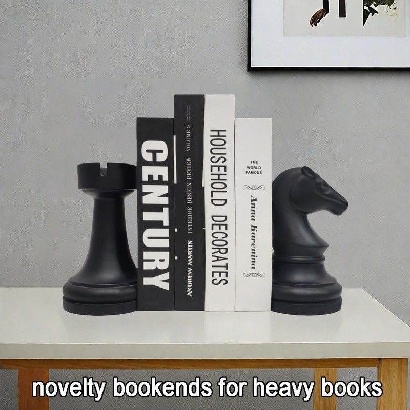 Carchistan Chess Bookends Novelty Book Holders, Decorative Book Ends Modern