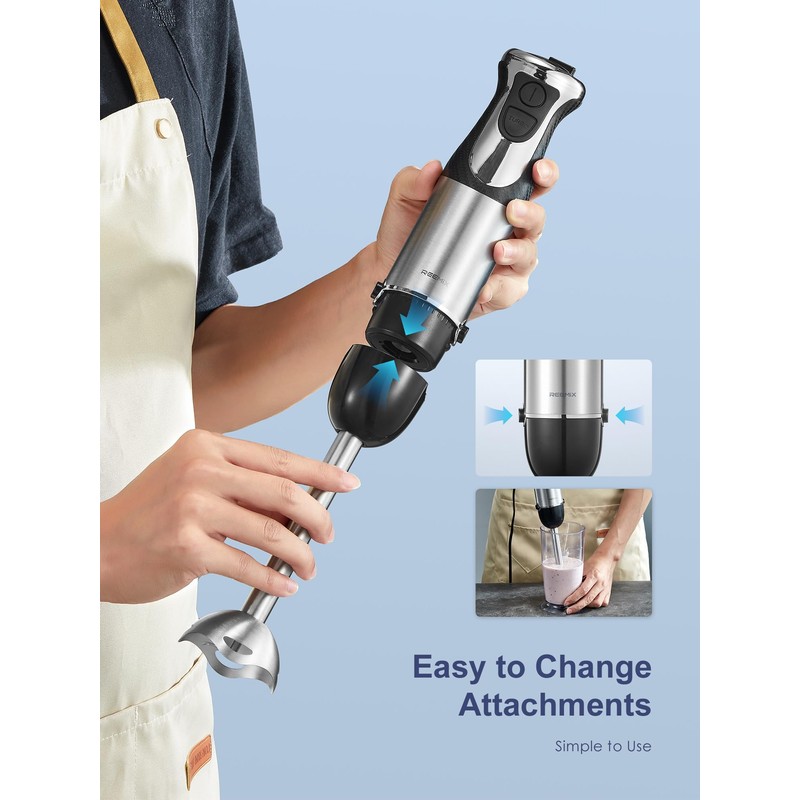 Reemix Immersion Blender, 5 in 1 Hand Blenders, 1000W Copper