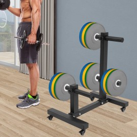 Weight Plate Rack Tree Weight Plate Storage with Universial Wheels Weight Tree