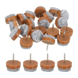 uxcell Nail-on Furniture Sliders, 24Pcs Nail-on Felt Pads Round Chair Table Feet Pads Chair Leg Floor Protectors for Hardwood Floors (Brown, 18mm/0.71")