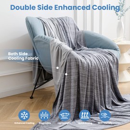OIGAE Cooling Blanket Queen Size, Summer Blanket for Hot Sleepers, Arc-Chill Q-Max 0.5 Cool Fiber, Thin Lightweight Breathable Cold Throw Blanket for Bed Couch All Season Use, 90"x90", Grey