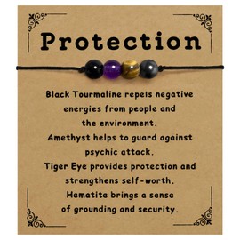 Protection Bracelet for Women Natural Healing Crystal Bracelets Adjustable Protection Beaded Bracelet with Message Card