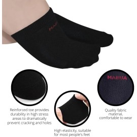 MABUA 8 Pairs Toe Socks Women No show Invisible Inside Shoes Non Skid Half Socks - Black