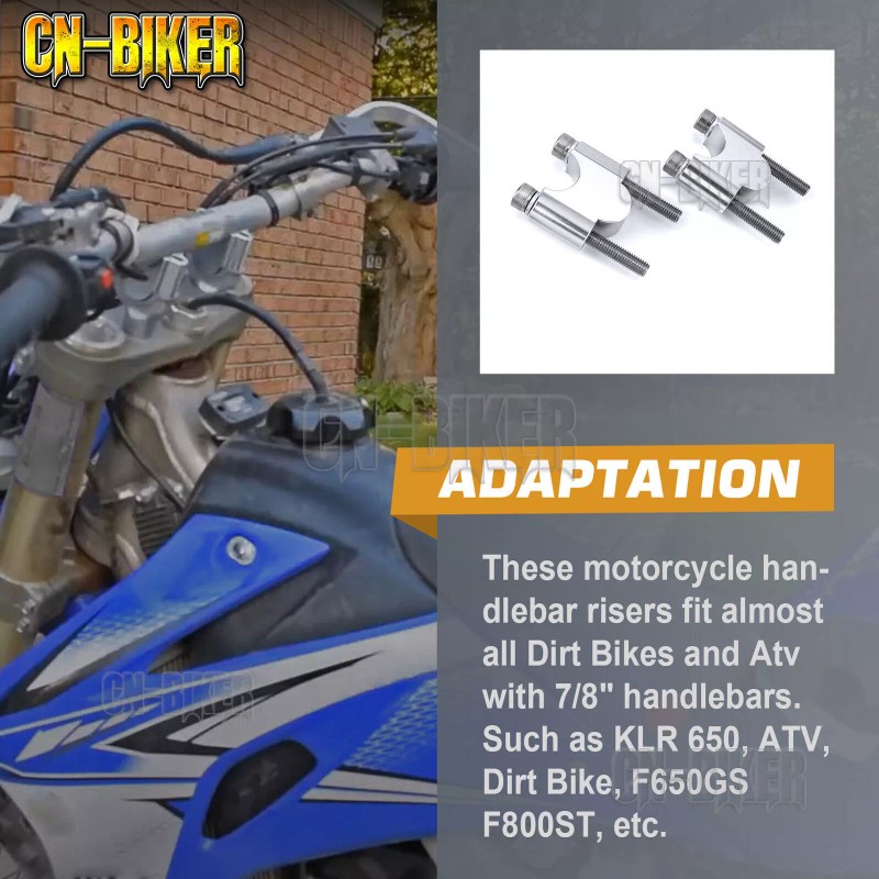 CB Handlebar Clamp Risers 7/8" Bars Kit 30mm Height For