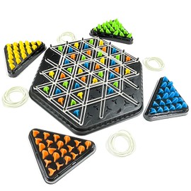 Triggle Game Geometric Chess Game 2 to 4 Players, NlsqEU Chain Triangle Chess Game, Chain Game Knot Logic Game, Chains Triangle Chess Game with Rubber Bands Triangle, for Children from 8 Years