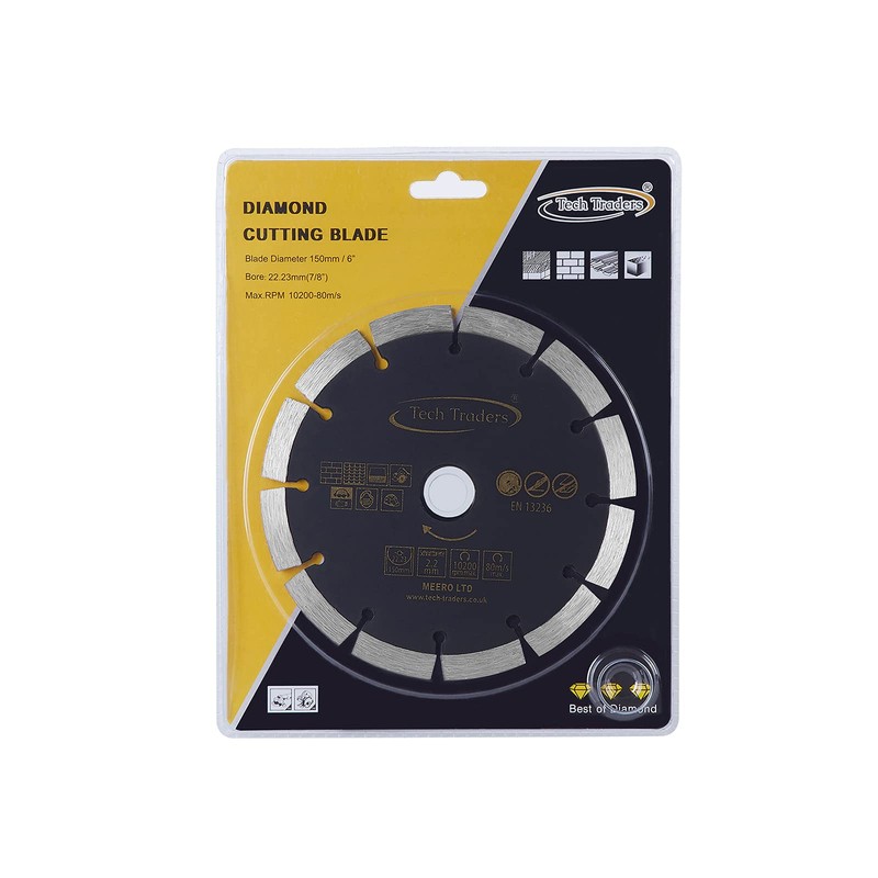 Tech Traders Diamond Cutting Disc 150mm 6" x 22.2 mm,