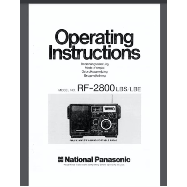 Panasonic RF-2800 shortwave radio owner manual 28 pages Comb Bound