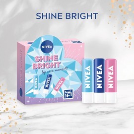 Nivea Shine Bright Lip Care Gift Set - Rose, Hydro and Original Lip Balms