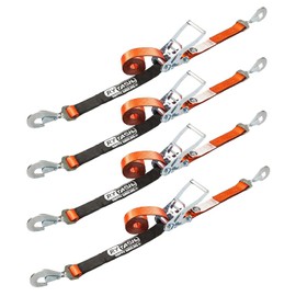 RYTASH Ultimate 4-Pack of Red Commercial-Grade 2"x114" Tie-Down Ratchet Straps with Twisted Snap Hooks + 2"x36" Axle Straps + 2"x24" Axle Straps - Heavy Duty - 10,000 Lb Break Strength
